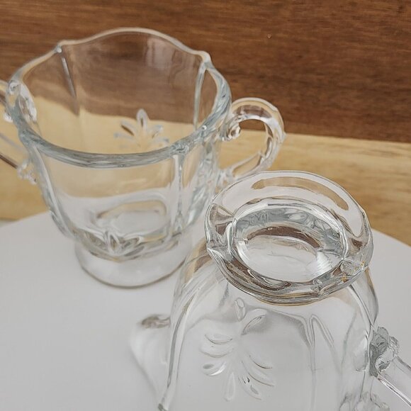 Fostoria Baroque Clear Glass 2-handled Open Sugar and Creamer Set #2496 serving - Picture 7 of 11